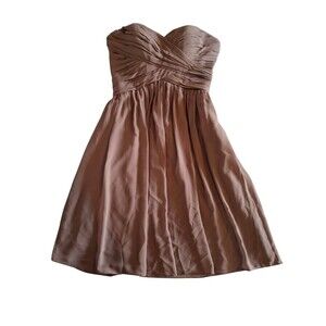 Bill Levkoff Cream Brown Strapless Cocktail Dress Size 4
